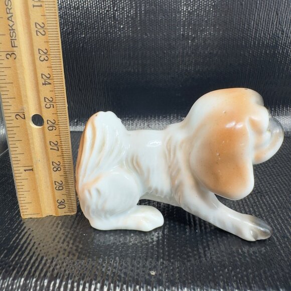 Vintage Pekingese Pug Dig Ceramic Figure Japan Whimsical Porcelain Dog Figure - Picture 2 of 11